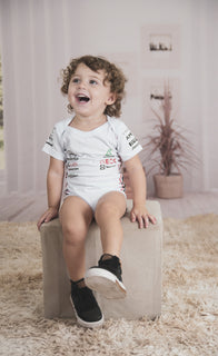 F1 Mercedes Racing romper jersey 100% cotton | White Edition - baby romper image 3