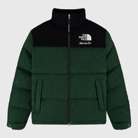 ALD x The North Face Casentino Nuptse Jacket Jacket unisex front product view | Dash Racegear — Full front image of ALD x The North Face Casentino Nuptse Jacket Green and Black
