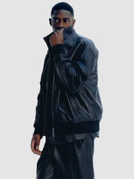 Adidas A-Type Leather Track Jacket Jacket unisex detail view 3 | Dash Racegear — Premium black leather jacket designed for men and women, reflecting a modern athletic-inspired street style from Adidas A-Type 2026.