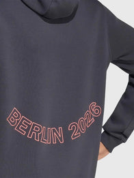 Adidas BMW Berlin Marathon 2026 Hoodie Hoodie unisex detail view 5 | Dash Racegear — BMW Berlin Marathon Adidas 2026 hoodie showcasing a sleek dark gray finish with premium comfort and sporty appeal.