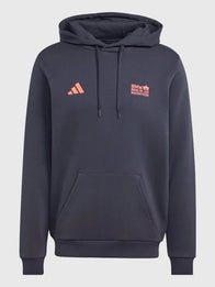 Adidas BMW Berlin Marathon 2026 Hoodie Hoodie unisex detail view 2 | Dash Racegear — Dark Gray BMW Berlin Marathon Adidas 2026 pullover fleece hoodie crafted for cozy comfort and versatile casual fashion.