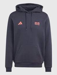 Adidas BMW Berlin Marathon 2026 Hoodie Hoodie unisex detail view 2 | Dash Racegear — Dark Gray BMW Berlin Marathon Adidas 2026 pullover fleece hoodie crafted for cozy comfort and versatile casual fashion.