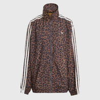 Adidas Leopard Firebird Track Jacket Jacket unisex front product view | Dash Racegear — Adidas Leopard Firebird jacket from Recreation line, styled in a loose unisex silhouette