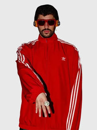 Adidas Para Bad Bunny Jacket Jacket unisex front product view | Dash Racegear — Adidas Para Bad Bunny red track jacket featuring a bold sporty design with clean streetwear styling and standout color contrast.