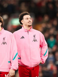 LFC Adidas 25/26 Z.N.E Anthem Jacket Jacket unisex detail view 2 | Dash Racegear — Pink Liverpool FC Adidas Men’s 25/26 Z.N.E Anthem Jacket with modern fit, ideal for stadium or street wear.