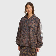 Adidas Leopard Firebird Track Jacket Jacket unisex detail view 2 | Dash Racegear — Oversized Adidas track jacket with bold leopard pattern and brown base color