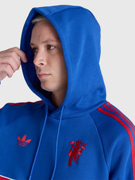 Manchester United x Adidas Hoodie Hoodie unisex detail view 3 | Dash Racegear — Blue Adidas Manchester United hoodie designed for soft warmth and effortless sporty streetwear appeal.