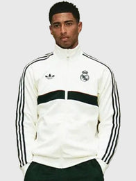 Jude Bellingham EA FC 27 Real Madrid Track Jacket Jacket unisex detail view 4 | Dash Racegear — White Jude Bellingham Real Madrid fleece track jacket designed for soft warmth and effortless sporty streetwear appeal.