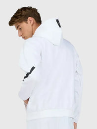 Mens Adidas Real Madrid Z.N.E. Woven Track Jacket Jacket unisex detail view 4 | Dash Racegear — 2026 Adidas Real Madrid Urban Z.N.E. white track jacket, lightweight woven sporty streetwear look.