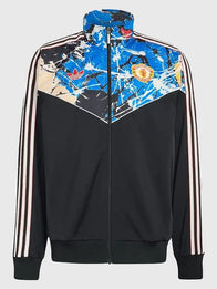 Manchester United x Adidas x The Stone Roses Jacket Jacket unisex front product view | Dash Racegear — The Stone Roses x Manchester United black Adidas track jacket, unisex fit for everyday fan fashion.