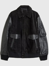 Adidas Y-3 x Mercedes Leather Racing Jacket Jacket unisex front product view | Dash Racegear — Y-3 x Mercedes 2026 Adidas black leather racing jacket, perfect for motorsport fans and style.