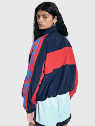 Adidas x ASOS Oversized Navy Track Jacket Jacket unisex detail view 3 | Dash Racegear — Navy Adidas x ASOS 2026 oversized zip-up track jacket crafted for lightweight comfort and versatile casual fashion.