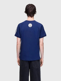 Adidas x Oasis Tour 3-Stripes Navy Blue T-Shirt Shirt unisex detail view 4 | Dash Racegear — Adidas x Oasis Drop 2 Tour 2025 unisex navy tee designed with signature 3-Stripes and band-inspired aesthetics for everyday wear.