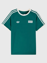 Adidas x Oasis Tour 3-Stripes Green T-Shirt Shirt unisex front product view | Dash Racegear — 2025 Adidas x Oasis Drop 2 Tour Unisex Green Tee featuring signature 3-Stripes design, perfect for music lovers and daily wear.