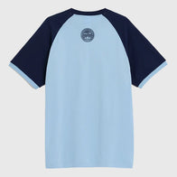 Adidas x Oasis Tour 3-Stripes Blue T-Shirt Shirt unisex detail view 2 | Dash Racegear — Retro Rock Meets Sportswear – Oasis Tour Adidas Tee