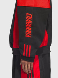 Adidas x Willy Chavarria Watsonville Mockneck Sweatshirt Sweatshirt unisex detail view 4 | Dash Racegear — Adidas x Willy Chavarria Watsonville 2025 Mockneck – edgy, cozy, and unisex; black and red tones designed to elevate your street style game.