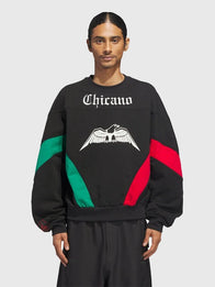 Adidas x Willy Chavarria Chicano Black Sweatshirt Sweatshirt unisex detail view 3 | Dash Racegear — Black Adidas x Willy Chavarria 2025 Chicano crew-neck sweatshirt with relaxed silhouette perfect for urban outfits and winter layering.
