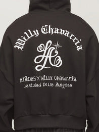 Adidas x Willy Chavarria LA Full Zip Hoodie Hoodie unisex detail view 4 | Dash Racegear — Black LA hoodie from Adidas x Willy Chavarria with ribbed cuffs, zip closure, and relaxed unisex fit for layering.
