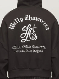 Adidas x Willy Chavarria LA Full Zip Hoodie Hoodie unisex detail view 4 | Dash Racegear — Black LA hoodie from Adidas x Willy Chavarria with ribbed cuffs, zip closure, and relaxed unisex fit for layering.
