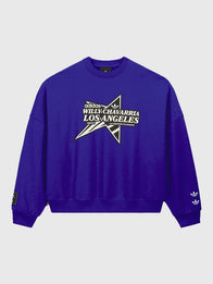 Adidas x Willy Chavarria Star Logo Crewneck Sweatshirt Sweatshirt unisex front product view | Dash Racegear — Unisex Adidas x Willy Chavarria blue crewneck sweatshirt with bold logo front and relaxed fit for everyday streetwear.