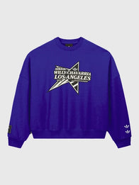 Adidas x Willy Chavarria Star Logo Crewneck Sweatshirt Sweatshirt unisex front product view | Dash Racegear — Unisex Adidas x Willy Chavarria blue crewneck sweatshirt with bold logo front and relaxed fit for everyday streetwear.
