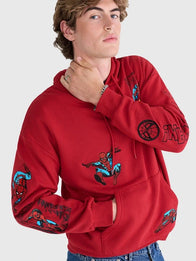 Marvel Aéropostale Spider-Man Comic Boxy Hoodie Hoodie unisex detail view 4 | Dash Racegear — Aéropostale Spider-Man red boxy hoodie crafted for all-day comfort and a modern oversized silhouette.