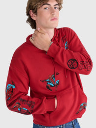 Marvel Aéropostale Spider-Man Comic Boxy Hoodie Hoodie unisex detail view 4 | Dash Racegear — Aéropostale Spider-Man red boxy hoodie crafted for all-day comfort and a modern oversized silhouette.