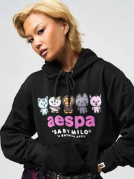 Bape x Aespa Hoodie Hoodie unisex detail view 5 | Dash Racegear — Aespa x A Bathing Ape hoodie showcasing a sleek black finish with premium craftsmanship and iconic streetwear styling.