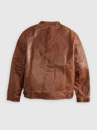 LVC Einstein Jacket Jacket unisex detail view 2 | Dash Racegear — Albert Einstein Brown Menlo Cossack Leather Jacket by Levi's, classic and versatile styling.