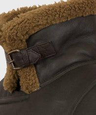 Anderson Black Sheepskin Shearling Leather Jacket Leather Jacket unisex detail view 2 | Dash Racegear — Mens Leather Pilot Shearling Jacket