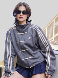 Anne Curtis Adidas cny jacket Jacket unisex detail view 4 | Dash Racegear — Anne Curtis grey Chinese New Year Adidas jacket with hooded design and sleek sporty style.