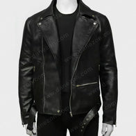 Arrow Oliver Queen Black Motorcycle Jacket Biker Jacket unisex front product view | Dash Racegear — Arrow Oliver Queen Motorcycle Jacket