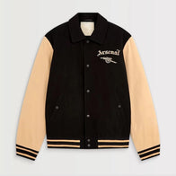 Arsenal North London Varsity Jacket Varsity Jacket unisex front product view | Dash Racegear — 2025 Arsenal North London Jacket in Dark and Light contrasting colors.