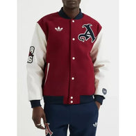 Arsenal Varsity Jacket Varsity Jacket unisex front product view | Dash Racegear — Red and White Arsenal Varsity Leather Jacket