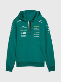 Aston Martin F1 Team 2026 Team Hoodie Hoodie unisex front product view | Dash Racegear — Unisex green fleece hoodie from Aston Martin F1 Team 2026 with bold team logo and comfy fit.