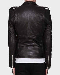 Mens Asymmetrical Zipper Motorcycle Leather Jacket Biker Jacket men detail view 2 | Dash Racegear — Mens Asymmetrical Zipper Motorcycle Leather Jacket