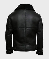 Mens Aviator Black B3 Shearling Leather Jacket Leather Jacket men detail view 3 | Dash Racegear — Mens Black Sheepskin Shearling B3 Jacket