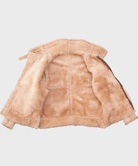 Mens Brown Tan Flying B3 Shearling Leather Jacket Leather Jacket men detail view 4 | Dash Racegear — Mens Brown Tan Shearling B3 Leather Jacket