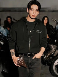 Jungkook x Calvin Klein Hoodie Hoodie unisex front product view | Dash Racegear — BTS 2026 Jungkook for Calvin Klein Zip-Up Hoodie featuring clean design and soft everyday comfort.