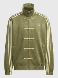 Adidas Ba Sing Se Jacket – Chinese New Year Jacket 2025/26 Jacket unisex front product view | Dash Racegear — Adidas Chinese New Year 25/26 Ba Sing Se unisex suede jacket crafted with soft leather and eye-catching streetwear style