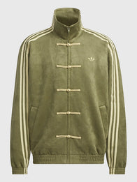 Adidas Ba Sing Se Jacket – Chinese New Year Jacket 2025/26 Jacket unisex front product view | Dash Racegear — Adidas Chinese New Year 25/26 Ba Sing Se unisex suede jacket crafted with soft leather and eye-catching streetwear style