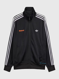 Adidas x Bad Bunny Madrid Firebird Track Jacket Jacket unisex detail view 2 | Dash Racegear — Adidas x Bad Bunny DTmF jacket offering smooth texture and iconic track style for everyday street fashion.