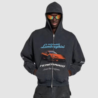Balenciaga x Automobili Lamborghini Zip-up Hoodie Hoodie unisex detail view 3 | Dash Racegear — Lamborghini Inspired Balenciaga Zip Hoodie
