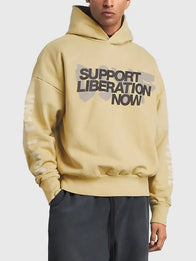 Fear Of God x DSYF Support Liberation Now Hoodie Hoodie unisex detail view 2 | Dash Racegear — Fear of God DSYF Support Liberation 2026 hoodie in beige, oversized pullover fit, soft warmth for urban wear.