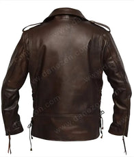 Mens Dark Brown Biker Leather Jacket Leather Jacket men detail view 5 | Dash Racegear — Biker Mens Brown Leather Jacket