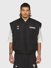 Adidas x WC Padded Vest Vest unisex front product view | Dash Racegear — Black Adidas x Willy Chavarria 2026 padded vest, bold boxy style, comfy unisex layer built for effortless streetwear energy.