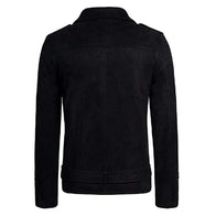 Mens Black Biker Suede Leather Jacket Leather Jacket men detail view 2 | Dash Racegear — Black Biker Suede Leather Jacket