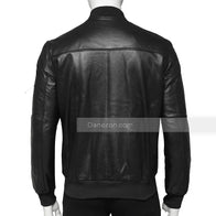 Men’s Black Leather Bomber Jacket Bomber Jacket men detail view 2 | Dash Racegear — men black leather bomber jacket