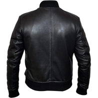 Joshua Black Bomber Leather Jacket Bomber Jacket unisex detail view 2 | Dash Racegear — Men's Black Bomber Leather Jacket
