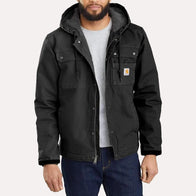 Mens Black Hooded Carhartt Jacket Jacket unisex front product view | Dash Racegear — Carhartt men's black hoodie jacket